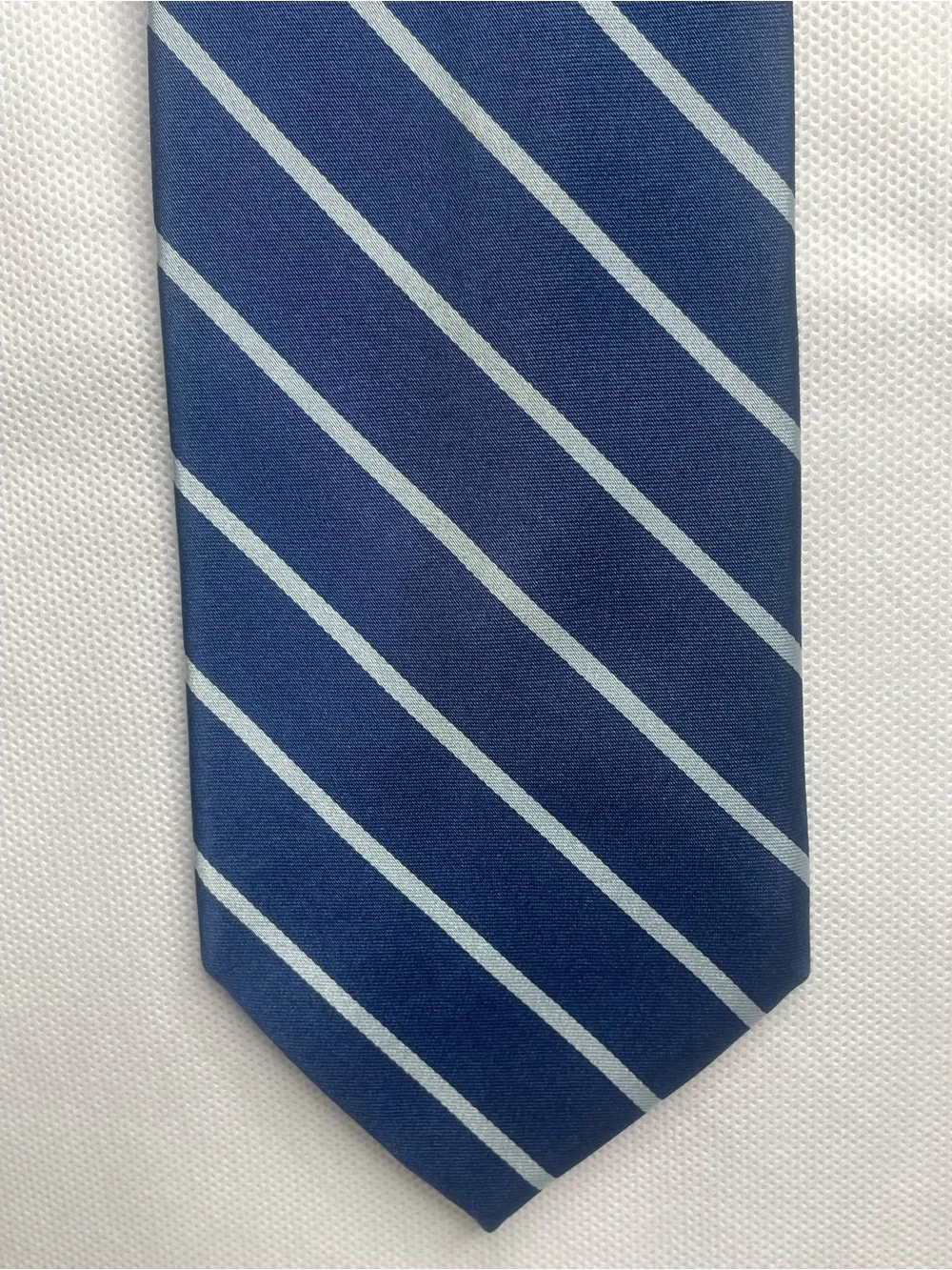 Brooks Brothers Makers Repp Silk Tie Navy Blue Preppy Striped Textured Necktie